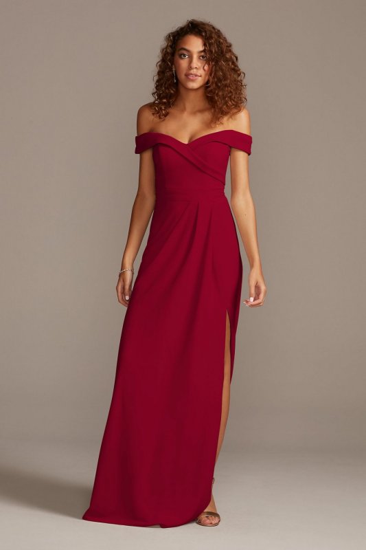 Off-Shoulder Stretch Crepe Tall Bridesmaid Dress 4XLF20106