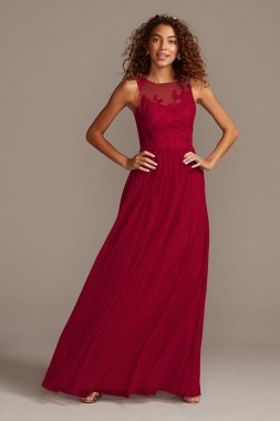 Sleeveless Embroidered Net Tall Bridesmaid Dress 4XLF20122