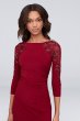 3/4-Sleeve Boatneck Sheath Gown with Sequins 59750D