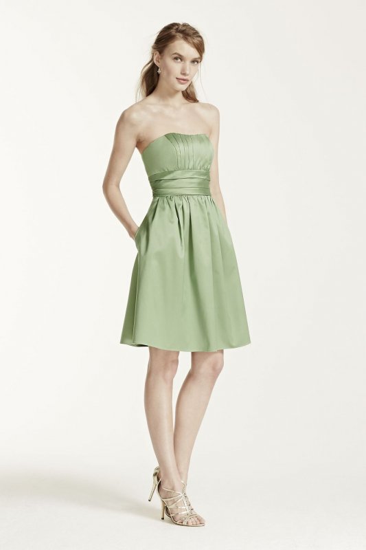 Cotton Sateen Short Strapless Ruched Dress 83312