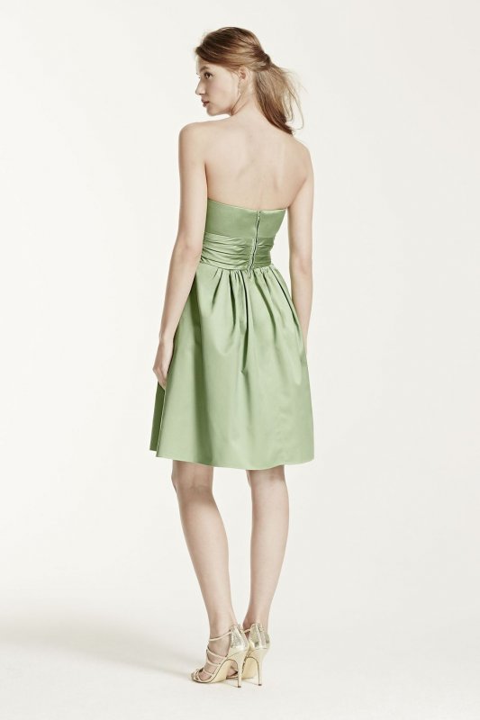 Cotton Sateen Short Strapless Ruched Dress 83312
