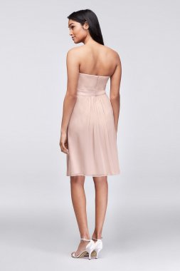 Embellished-Waist Short Mesh Bridesmaid Dress AP1E200007