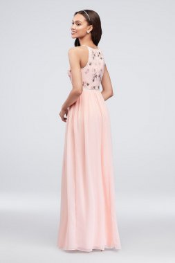 Floral Beaded High-Neck Georgette Tank Dress AP2E203621