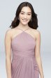 Y-Neck Mesh Bridesmaid Dress with Pleated Waist AP2E204566