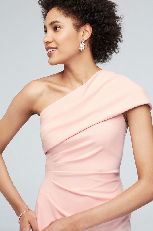 Ruched One-Shoulder Stretch Crepe Dress AP2E205030