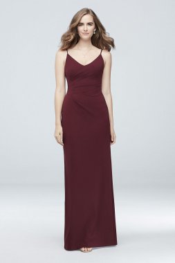 Scoopback Stretch Crepe Sheath Dress with Ruching AP2E205053