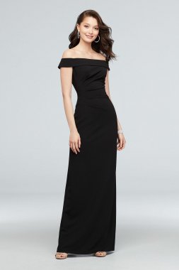 Off-the-Shoulder Stretch Crepe Ruched Dress AP2E205054