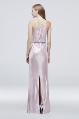 Foiled Jersey High-Neck Blouson Dress AP2E205056