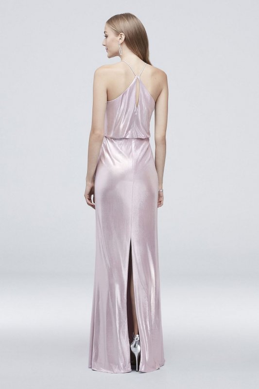 Foiled Jersey High-Neck Blouson Dress AP2E205056