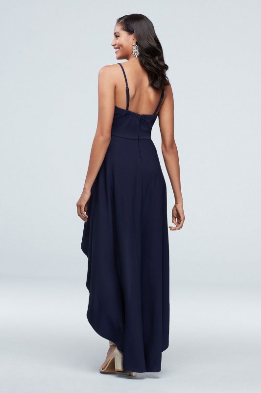 Scalloped Crepe High-Low Spaghetti Strap Dress C39811DDNE