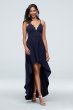 Scalloped Crepe High-Low Spaghetti Strap Dress C39811DDNE