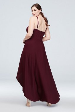 Scalloped Plus Size High-Low Spaghetti Strap Dress CW39811DNE