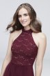 Lace and Sequin Mockneck Jersey A-Line Dress DS270001