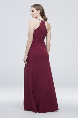 Drapey Jersey V-Neck Sheath with Gathered Waist DS270005