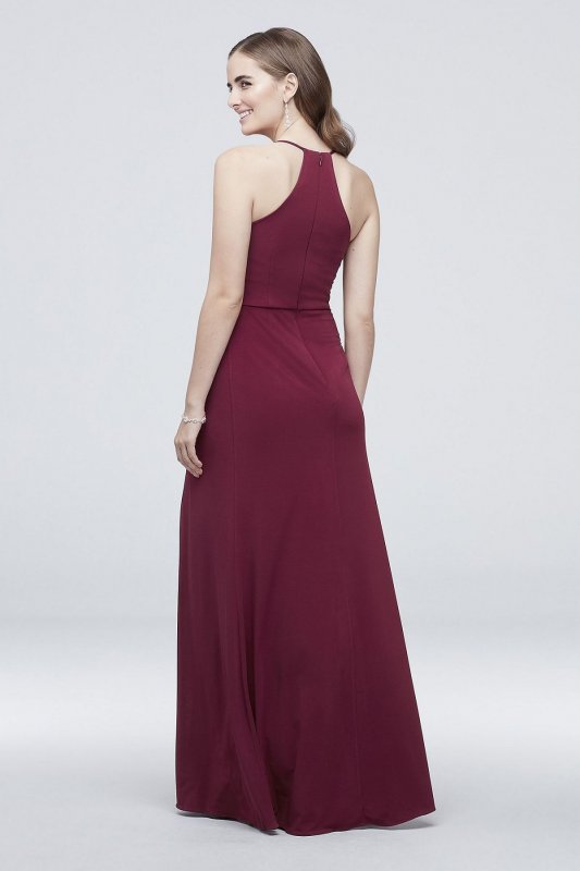 Drapey Jersey V-Neck Sheath with Gathered Waist DS270005