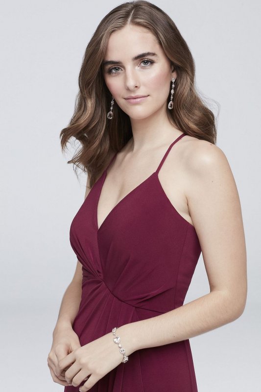 Drapey Jersey V-Neck Sheath with Gathered Waist DS270005
