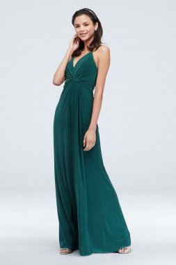 Drapey Jersey V-Neck Sheath with Gathered Waist DS270005