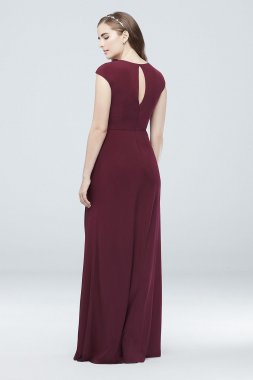 Gathered Jersey V-Neck Dress with Keyhole Back DS270006