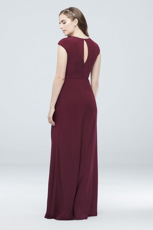 Gathered Jersey V-Neck Dress with Keyhole Back DS270006