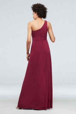 One-Shoulder Jersey Dress with Knot Waist DS270007