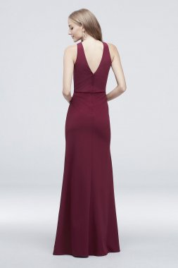 Draped Scuba Crepe High-Neck Mermaid Dress DS270012