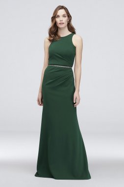 Draped Scuba Crepe High-Neck Mermaid Dress DS270012