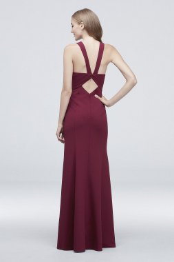 Scuba Crepe Mermaid Dress with V-Back DS270015