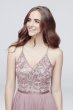 Sequin Bodice V-Neck Dress with Mesh Skirt DS270019
