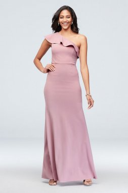 One-Shoulder Ruffled Scuba Crepe Dress DS270026
