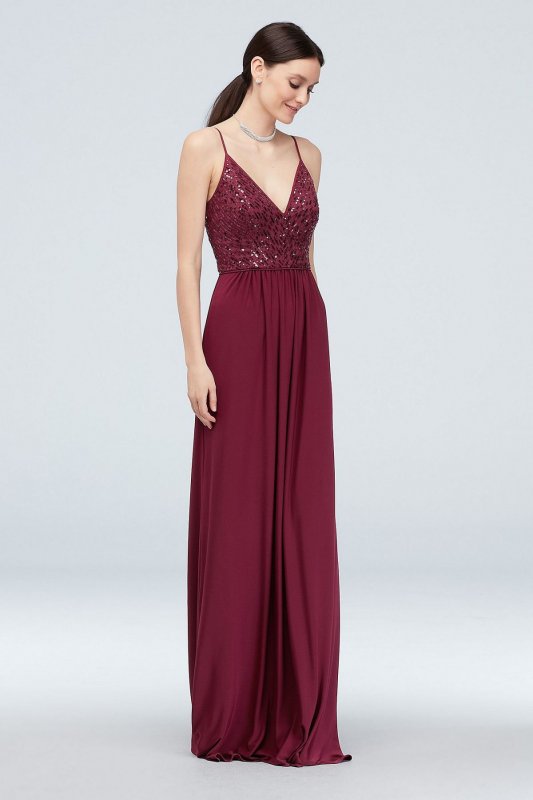 Sequin Bodice Stretch-Jersey Dress DS270031