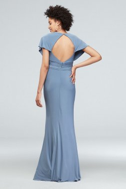 Jersey Flutter Sleeve Dress with Ruched Waistline DS270053