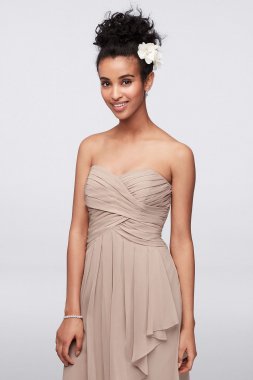 Short Crinkle Chiffon Dress with Front Cascade F14847