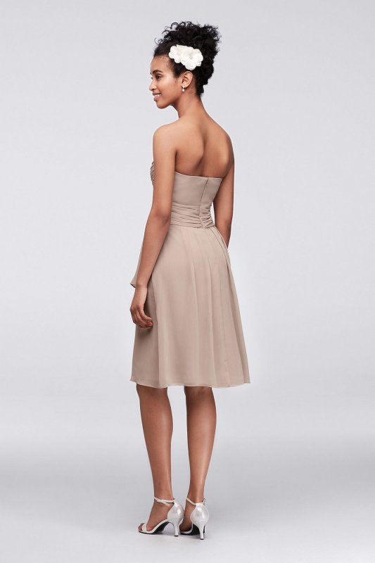 Short Crinkle Chiffon Dress with Front Cascade F14847