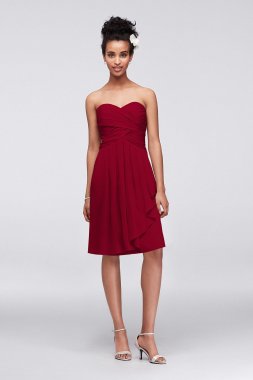 Short Crinkle Chiffon Dress with Front Cascade F14847