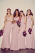 Long Strapless Chiffon Dress with Pleated Bodice F15555