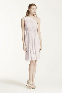 One Shoulder Short Dress with Illusion Neck F15607
