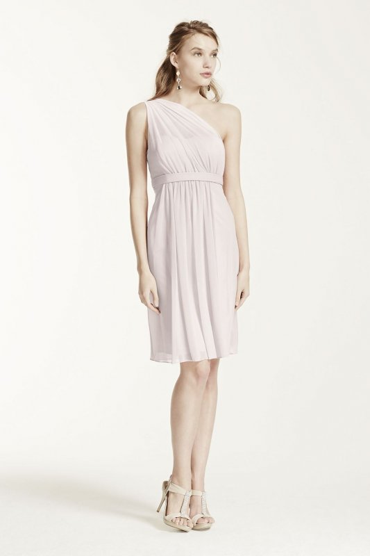 One Shoulder Short Dress with Illusion Neck F15607