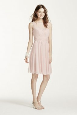 Short Mesh Dress with Sweetheart Illusion Neckline F15701