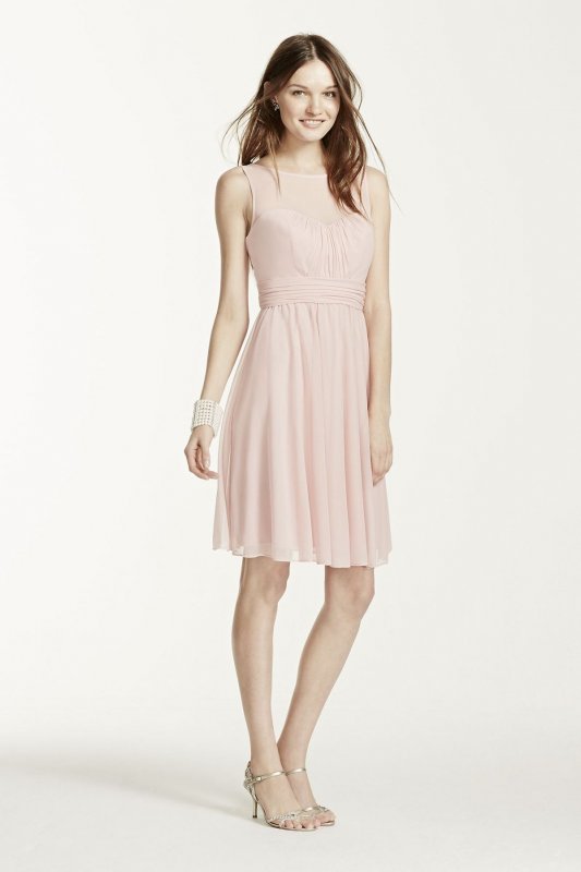 Short Mesh Dress with Sweetheart Illusion Neckline F15701