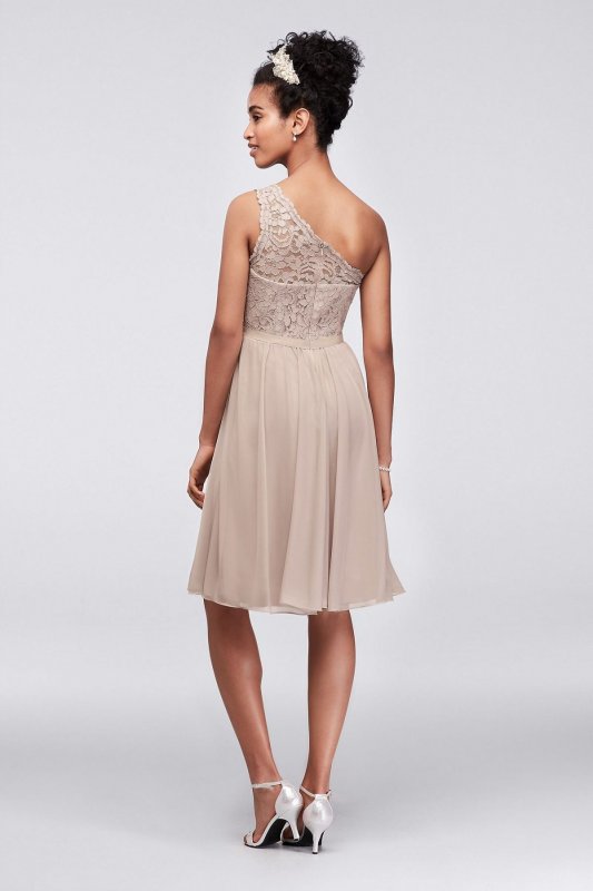 Short Corded Lace Dress with Asymmetric Neckline F15711