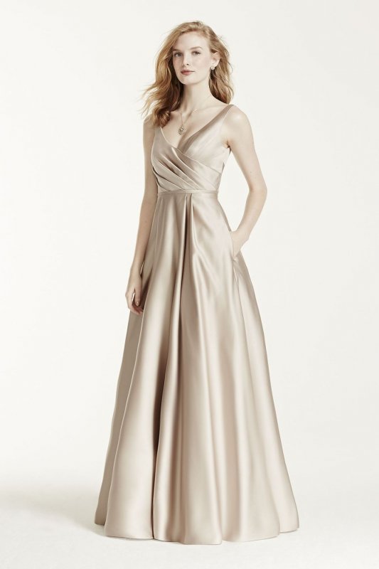 Satin Tank Ball Gown Bridesmaid Dress with Pockets F15741
