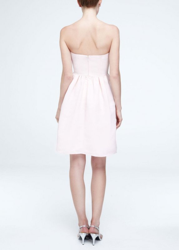 Short Strapless Faille Dress with Full Skirt F15810