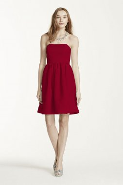 Short Strapless Faille Dress with Full Skirt F15810