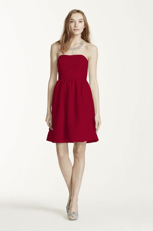 Short Strapless Faille Dress with Full Skirt F15810
