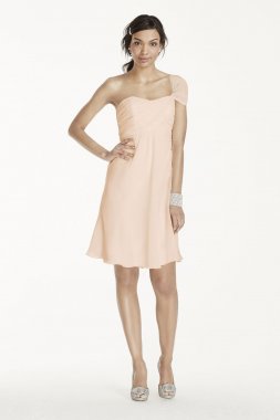 Short One Shoulder Crinkle Chiffon Dress F15917