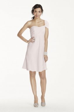 Short One Shoulder Crinkle Chiffon Dress F15917