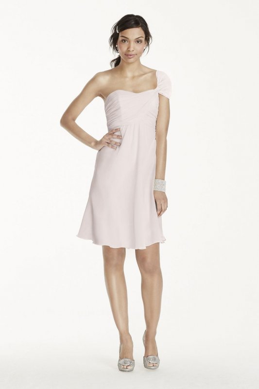 Short One Shoulder Crinkle Chiffon Dress F15917