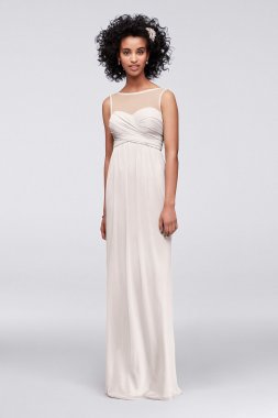 Long Mesh Dress with Illusion Sweetheart Neckline F15927