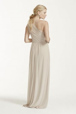 Long Mesh Dress with One Shoulder Neckline F15928