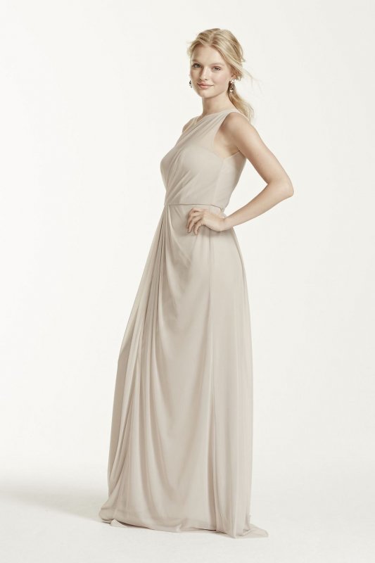 Long Mesh Dress with One Shoulder Neckline F15928